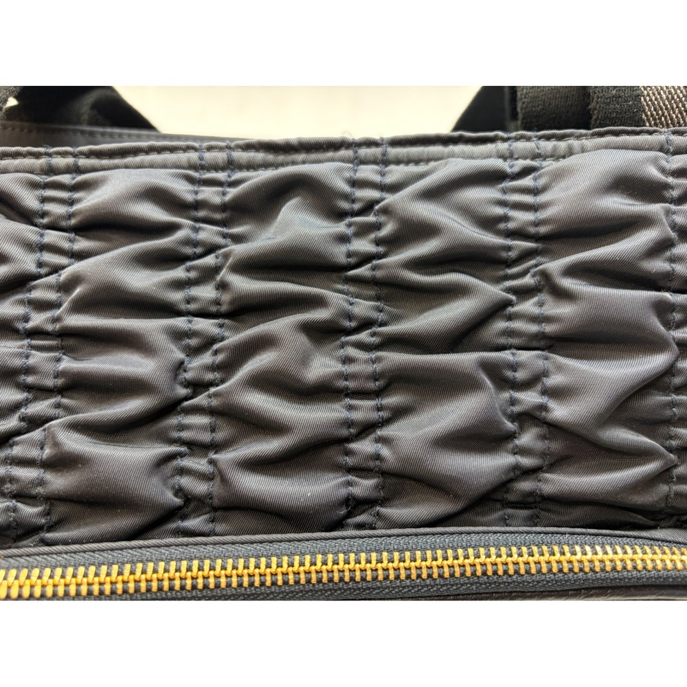 Coach Court Tote Black Ruched Quilted Nylon Pebble Leather Gold Hardware Bag - Picture 5 of 16